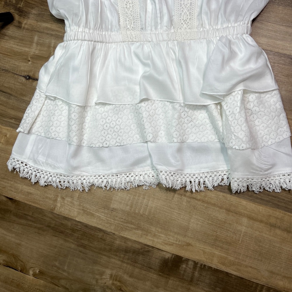 Resistol White Lace Dress XL 100% Rayon Boho Western Fringe Cowgirl Style NWT - Picture 2 of 13